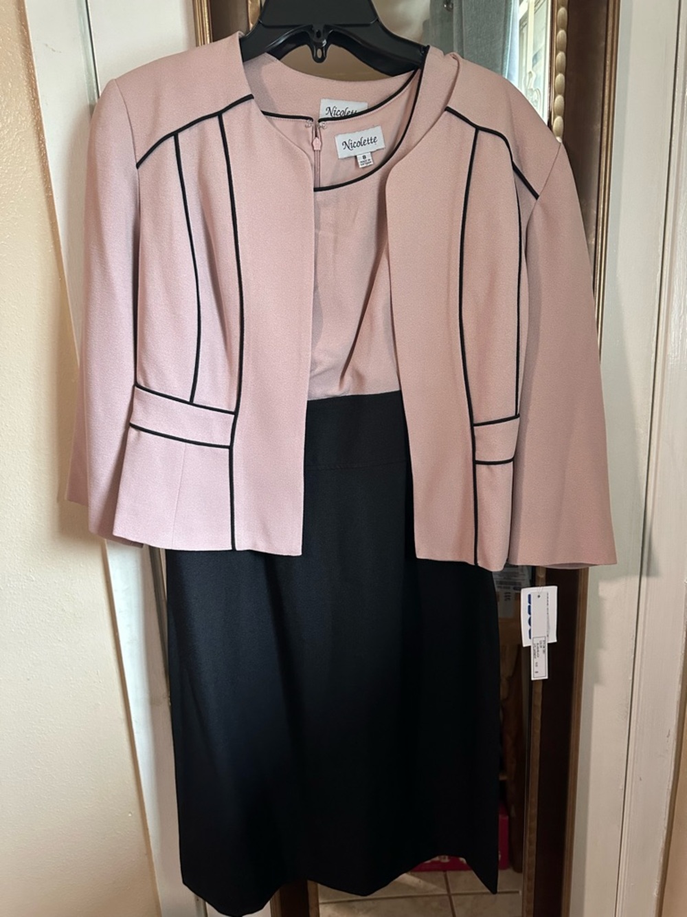 Nicolette Two-Piece Dress Set in Blush Pink and Black